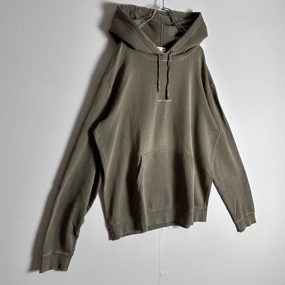 [希少デザイン]サンローランパリロゴプリントダメージ加工パーカーXXL