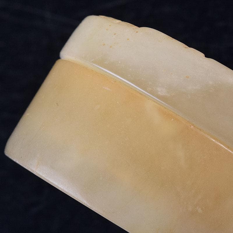 中国 玉石白玉彫刻 人物彫 盒子 蓋物 C R8624