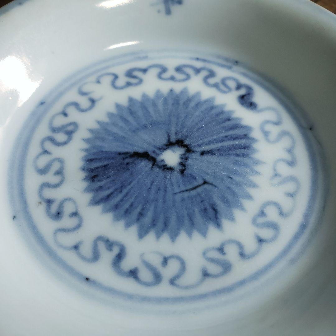 小皿 豆皿 染付 中国骨董 花 骨董 アンティーク 清朝 中国 染付 花文様