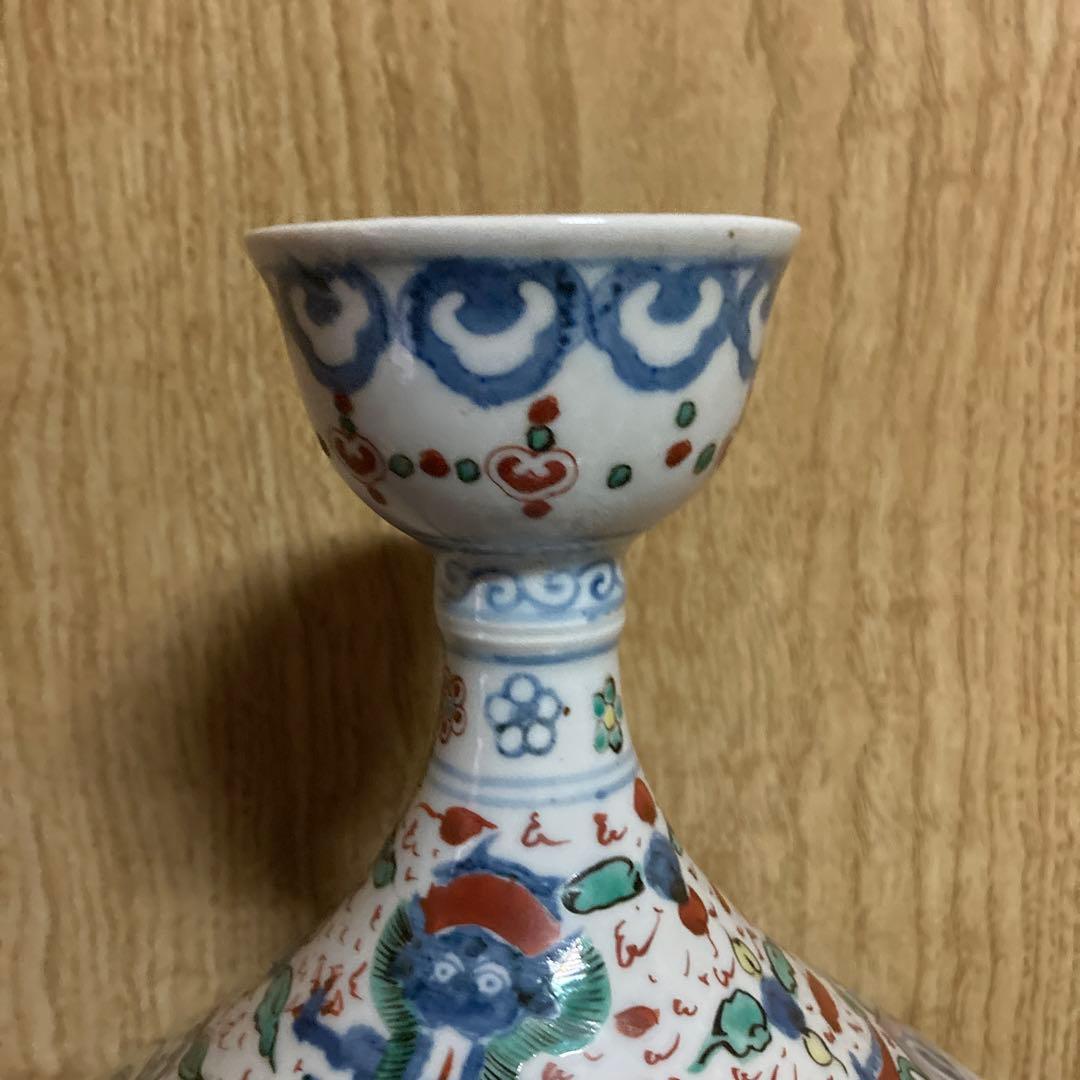 中国 色絵 瓶 龍鳳花蝶図 大明萬暦年製銘 - メルカリ 中国色絵瓶