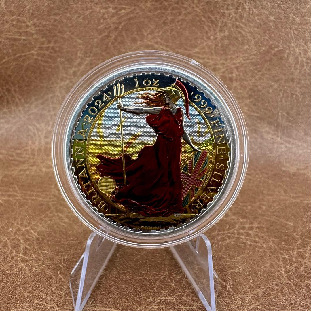 世界100枚限定 イギリス ブリタニア 銀貨 カラー 女神と自然の調和