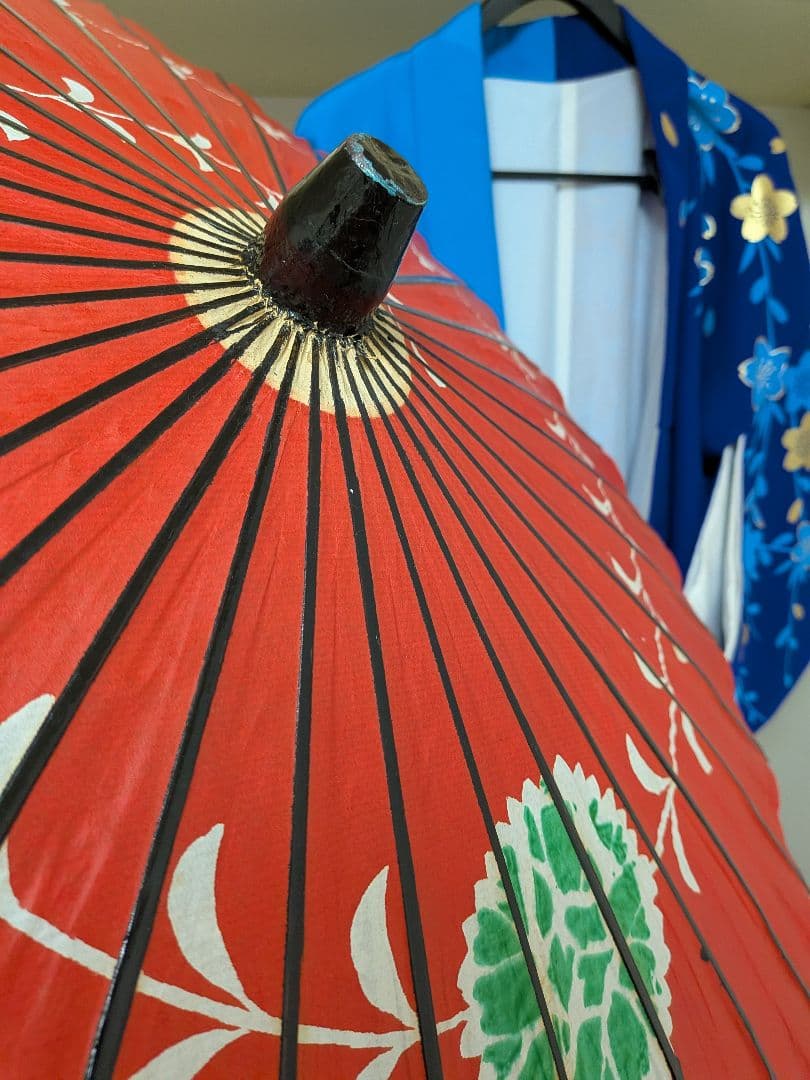 海外コレクター向け女性用優美JAPAN着物＆日本和傘ペア2点セット