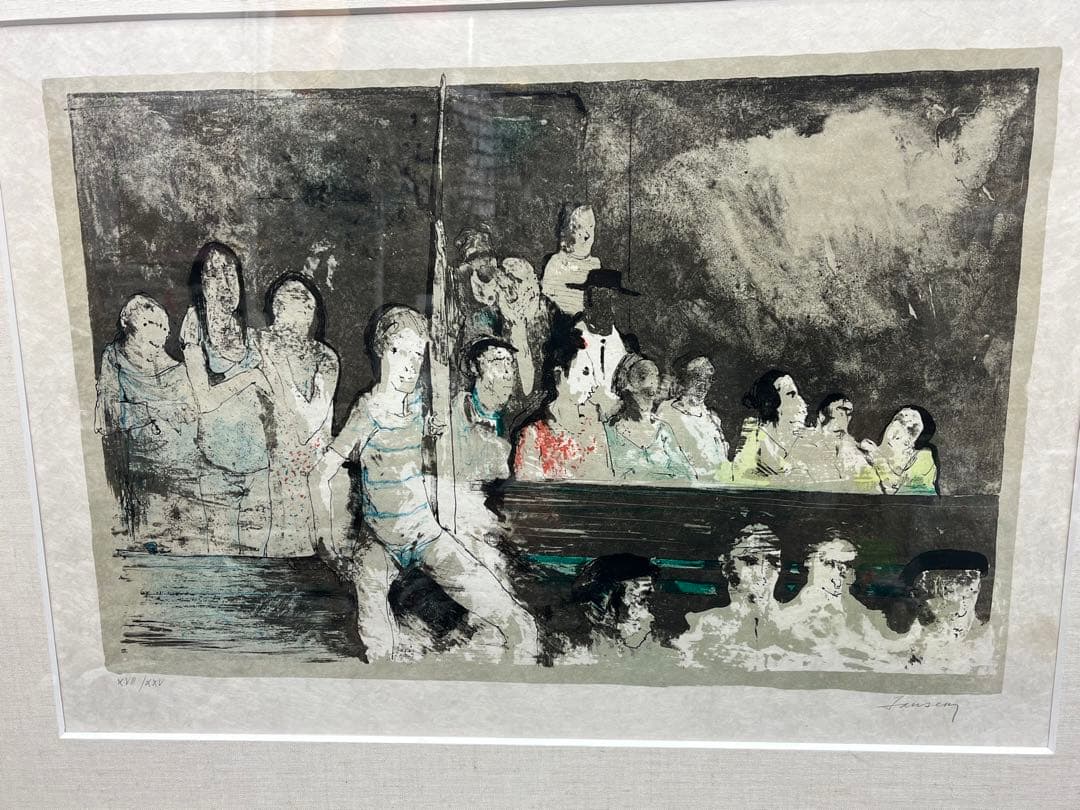 ジャン ジャンセン　リトグラフ　「観客」フランスレジオン勲章