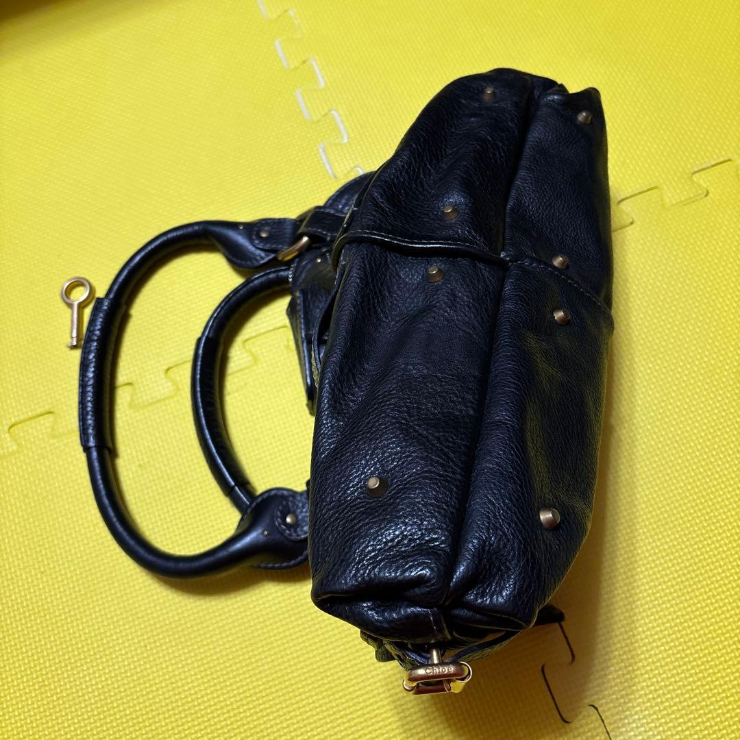 Chloe黒のレザーハンドバッグ 032-038