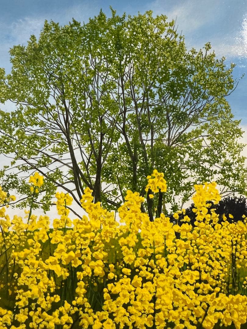 洋画家・百瀬智宏 【花の風】風景画 油彩画 在銘　送料込み