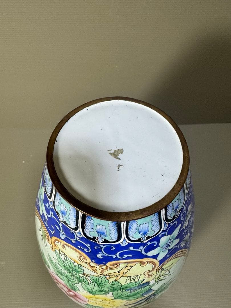 2309 七宝焼花鳥文琺瑯花瓶