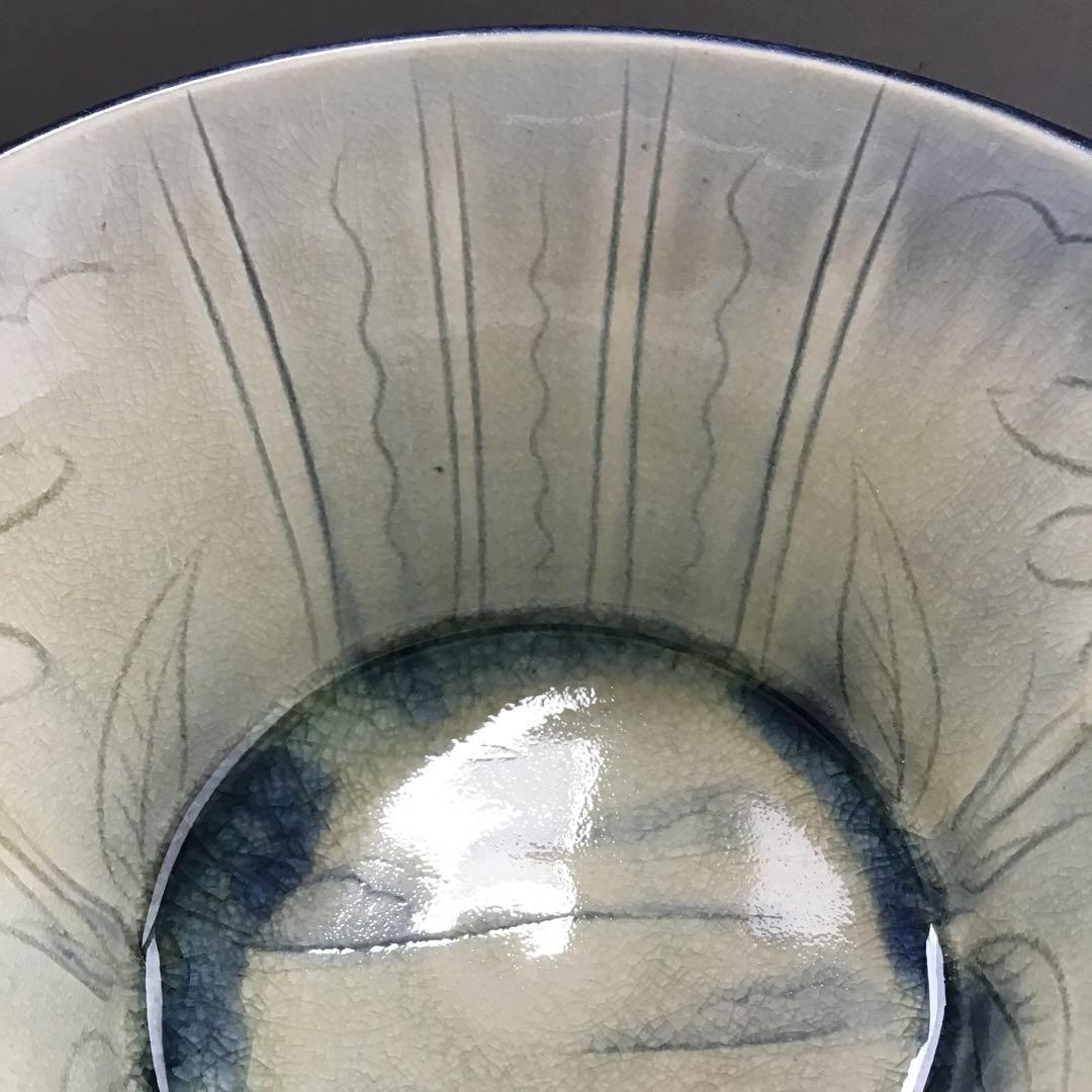 茶器 菓子器 御深井釉単花刻文菓子鉢 大江文象作 無形文化財 共箱