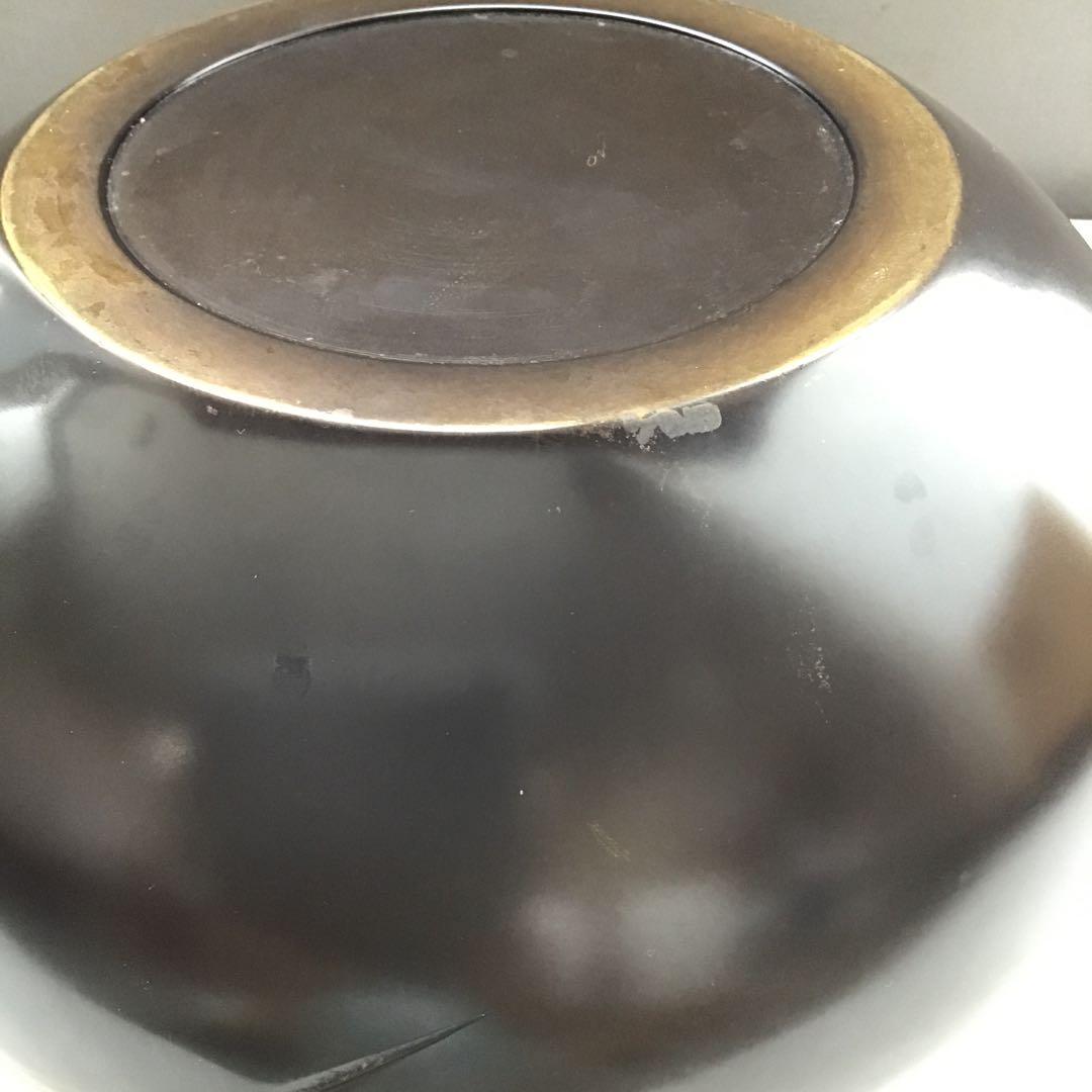 茶道具水指捻子梅水指(金属製)塗の蓋付駒方米山作共箱紙箱S246MS