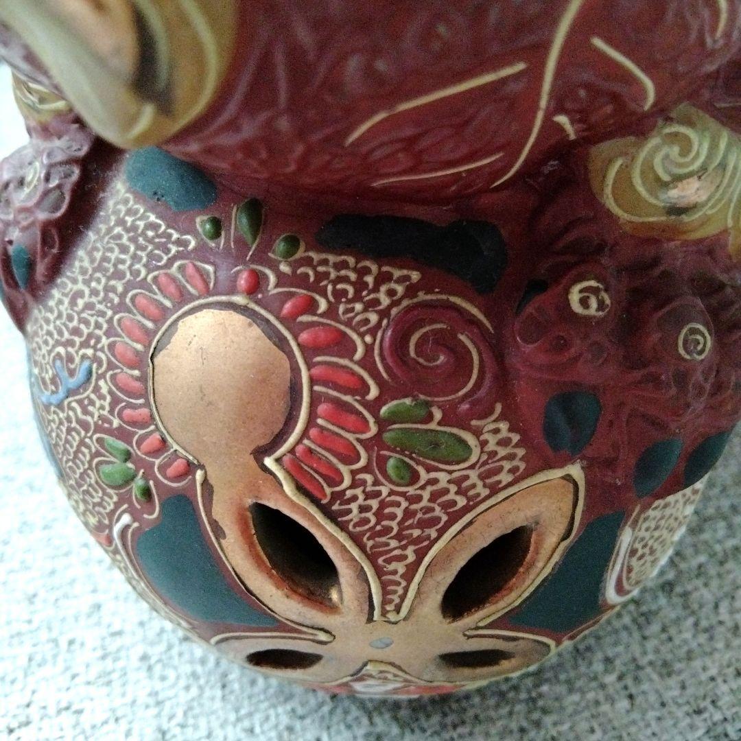 最終価格‼️九谷焼 獅子の陶器置物 シーサー魔除け 骨董品 伝統工芸品
