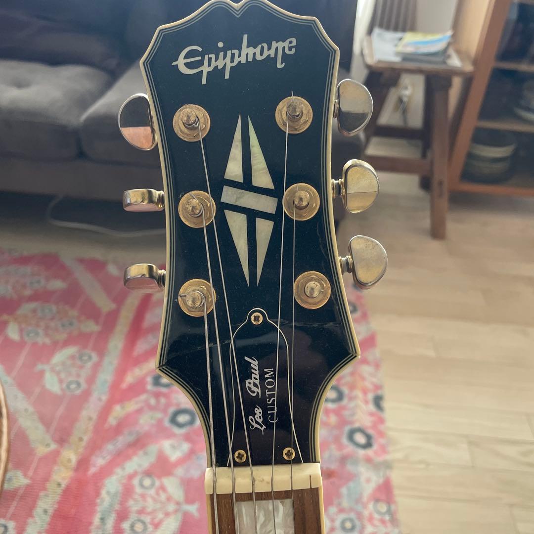 エピフォン　レスポールカスタム ブラック　ネック折れ補修あり