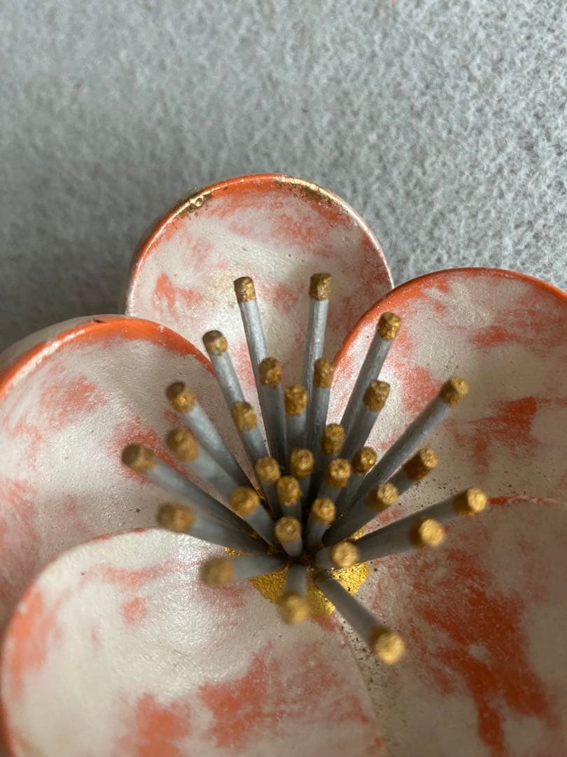 【京都・東哉製】梅華・紅白／梅の花・置物（修復品）