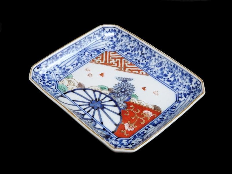 大聖寺伊万里 染錦 波千鳥に菊 花唐草の図 長皿 B288AS-CRn - メルカリ