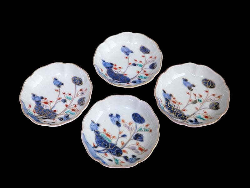 古伊万里 染錦 河骨紋の図 手塩皿 3寸半皿 4枚 D417AS-fbuw - メルカリ