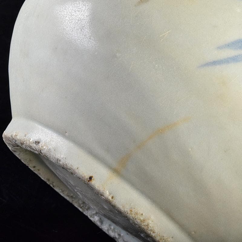 朝鮮美術　李朝　高麗白磁　辰砂染付　花文瓶　壺　M　R7653