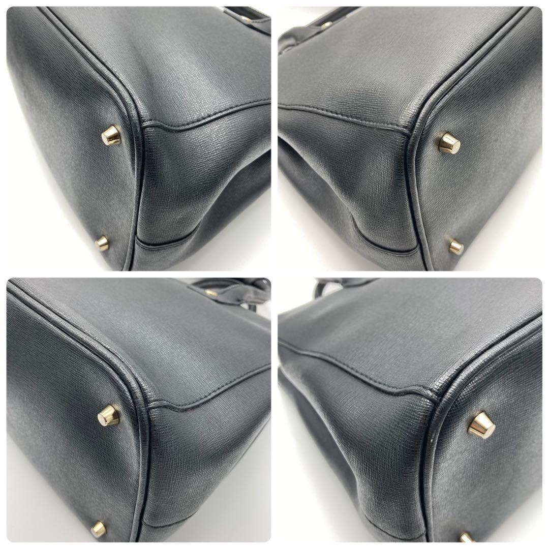 極美品✨フルラ リンダ 2way レザー ショルダー ハンドバッグ A4可 黒