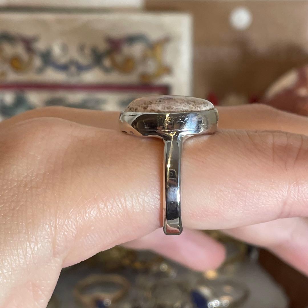 ハンドメイド　シルバー925 シルバーリング　カンテラオパール