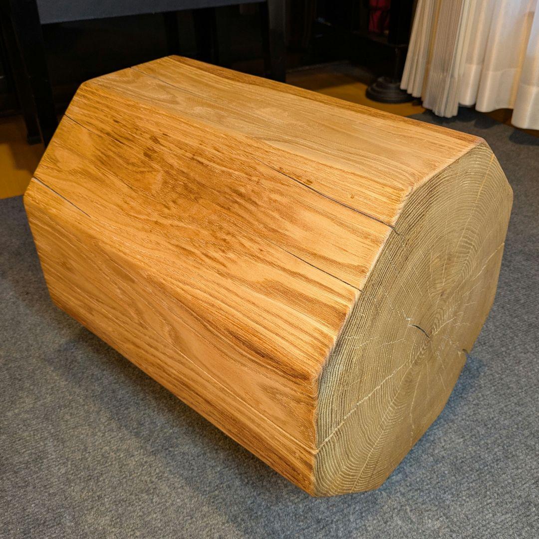 ピーナッツ様確認用　栗　八角形　天然木　椅子　スツール　高さ約41.5㎝