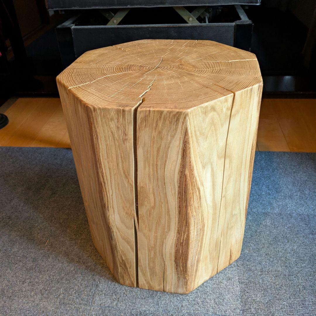 ピーナッツ様確認用　栗　八角形　天然木　椅子　スツール　高さ約41.5㎝