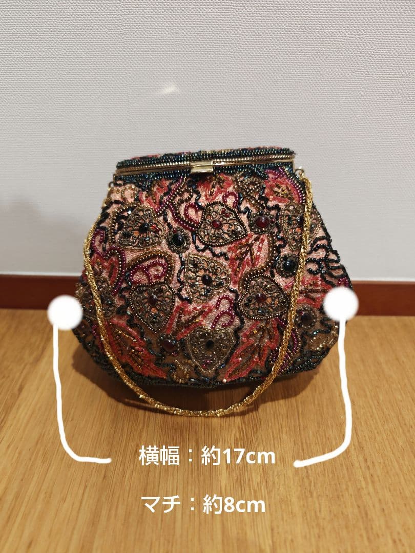 総ビーズ　バッグ　和装　洋装　ハンドバッグ　レトロ　昭和　がま口