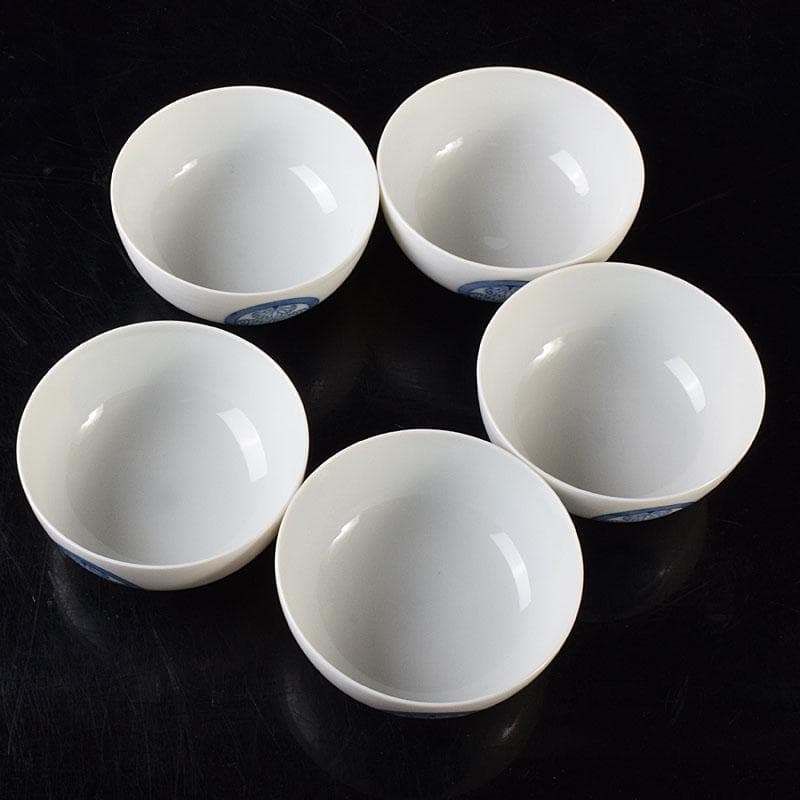 瀬戸焼 古陶園 竹鳳窯 伊藤伊平作 染付 葵紋 汲出茶碗