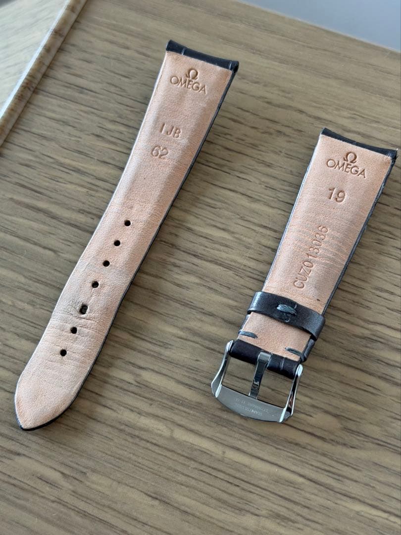OMEGA 純正19mmツーピースストラップ ピンバックル　アリゲーター オメガ