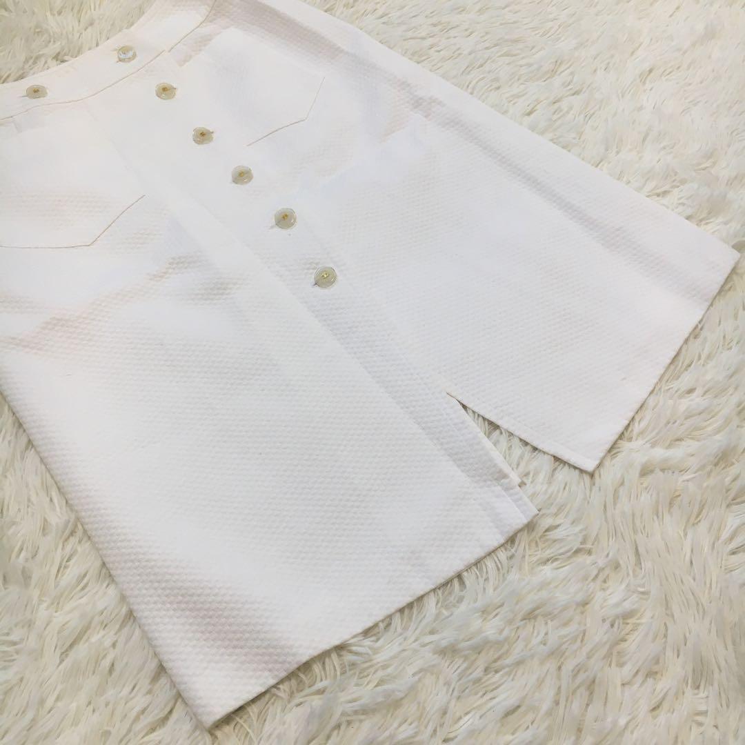 【美品】シャネル スカート スリット ココマーク ホワイト 02P
