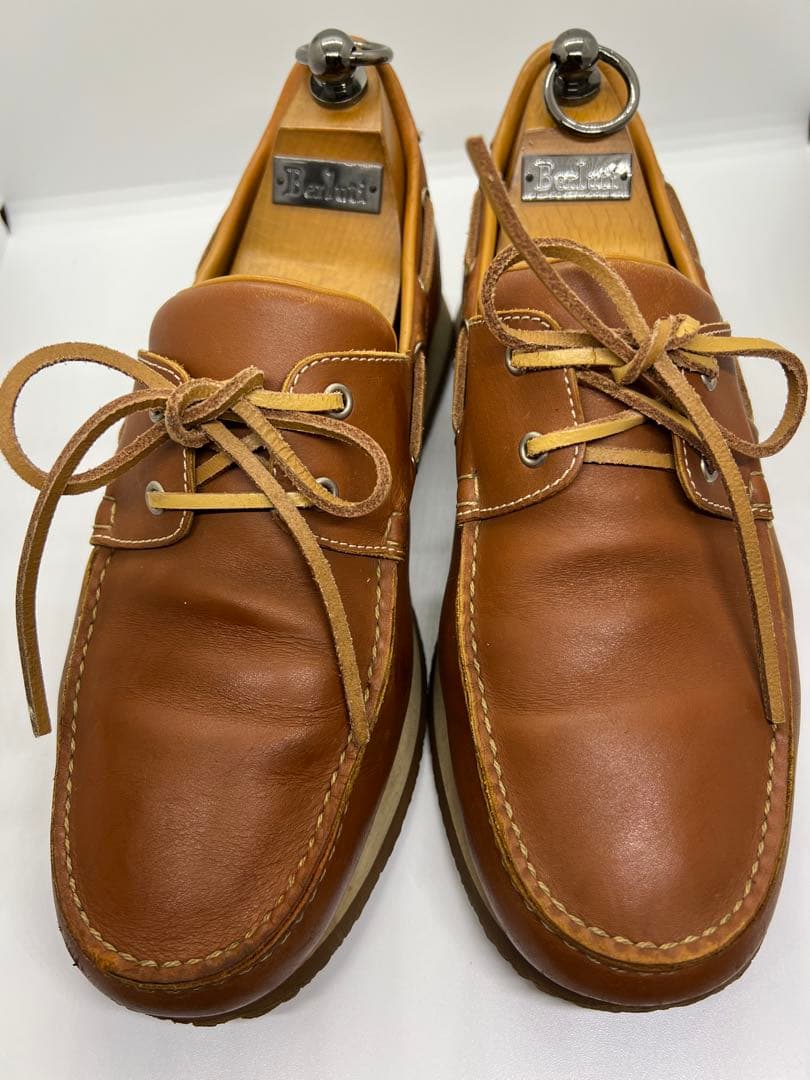 エルメス　ブラウンレザー デッキシューズ　26.5 42 1/2