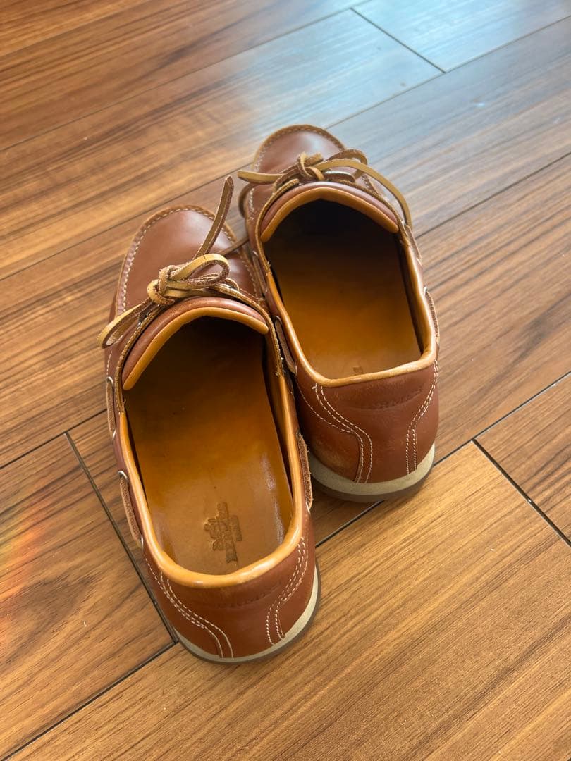 エルメス　ブラウンレザー デッキシューズ　26.5 42 1/2