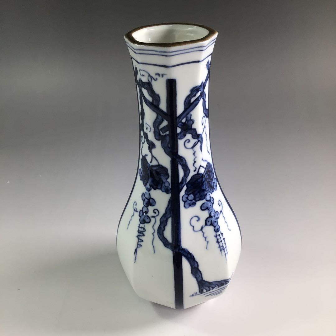 P826 皆具 『鈴木康月造』『染付ぶどう棚絵』 共箱 茶道具