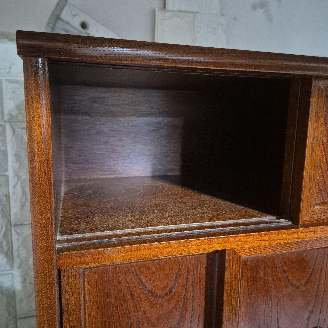 昭和レトロ からくり箪笥 和テイスト 民芸調 筆筒 タンス 棚