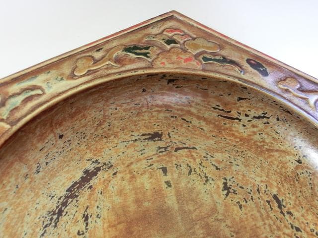 菓子器■鳥城塗「幸川庵造」菓子鉢 六角形平皿 木製漆器 骨董品 古美術 箱付き■