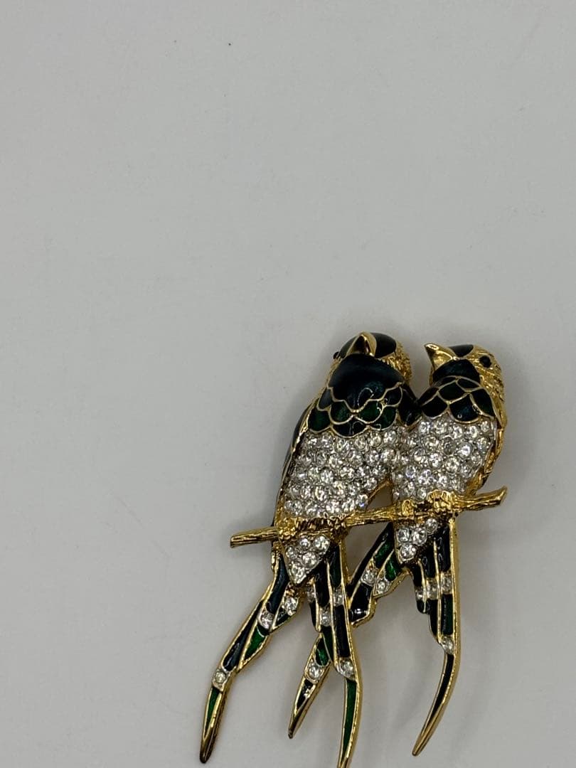 D'ORLAN ドーラン ブローチ 小鳥 ヴィンテージ エナメル ラインストーン