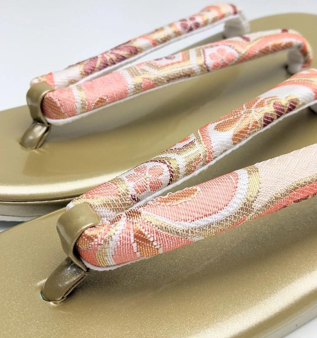 草履バッグセット 振袖用 帯地 ゴールド 梅 フリーサイズ w5-4