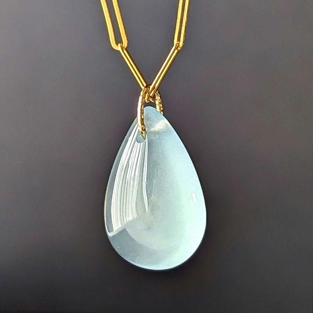 ♢miyumiyu♢K18 大粒アクアマリン + クリソプレーズ チャ―ム