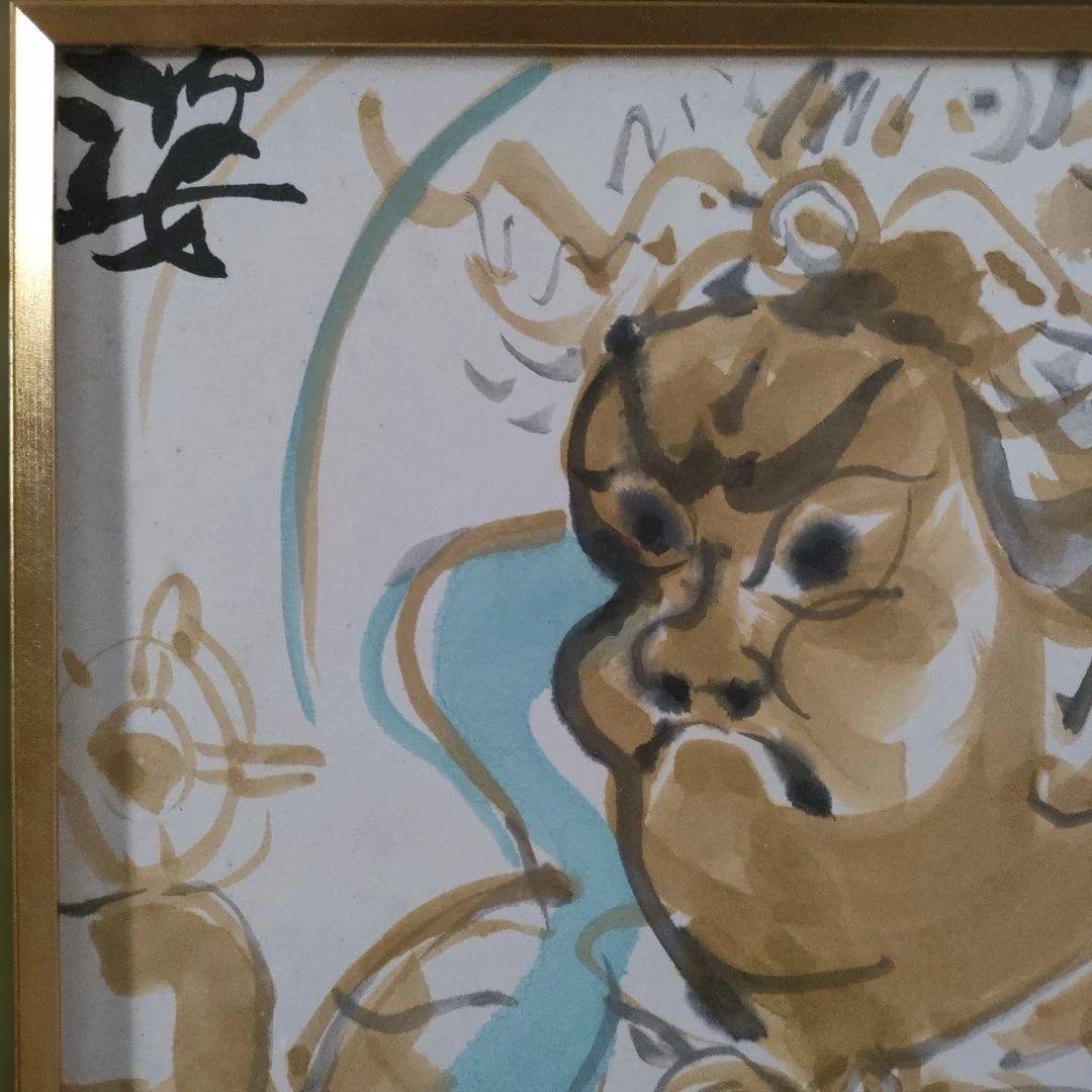 笹島喜平　肉筆画『乾闥婆王』1966年製作、直筆サイン入
