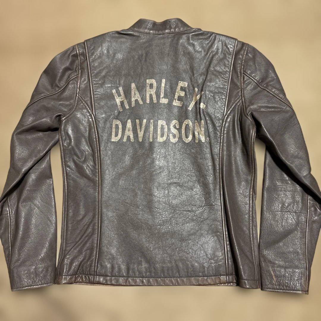 Sサイズ ハーレーダビッドソン　シングルライダースジャケット　ブラウン 60s 70s Harley-Davidson シングルライダース ジャケット レザー