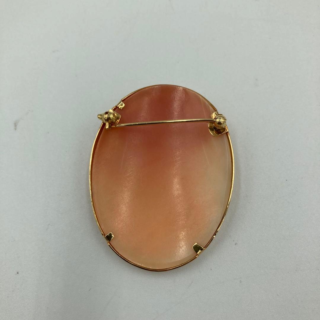 5508】カメオシェルブローチ ペンダントヘッド女性の横顔18k部分有り