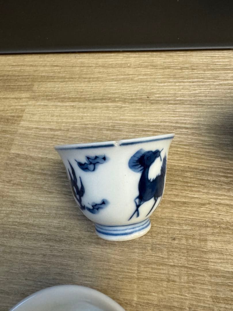 1520 煎茶道具 栄山作 染付青花『雲麒麟文』 煎茶碗5客 時代物