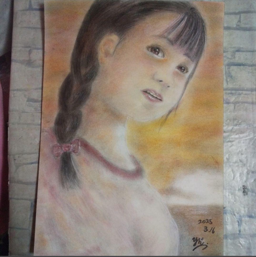 【匿名配送】絵画　「部活動」アート 原画　A4サイズ額つき。