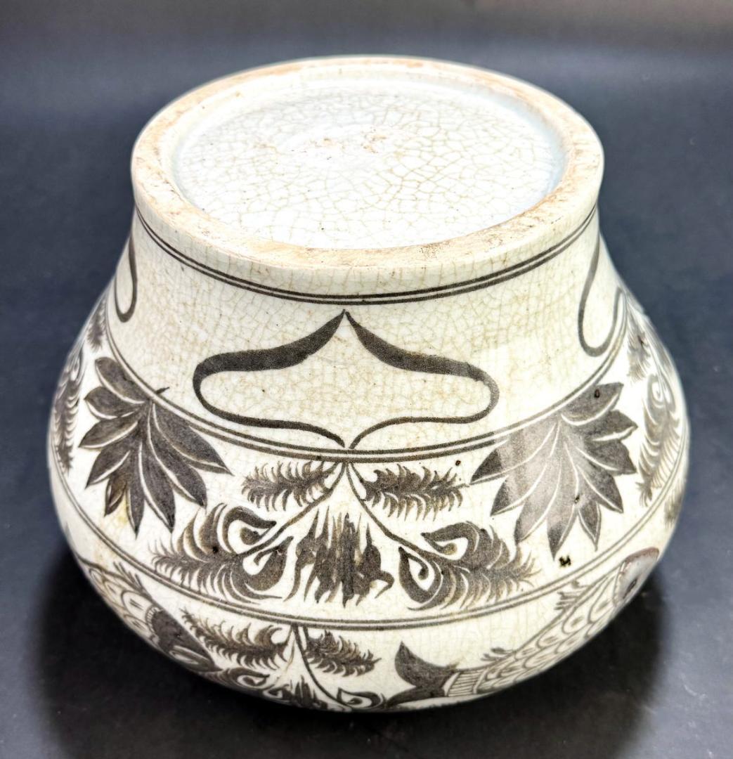 時代物 釉里紅魚藻紋盖罐 中国古玩 唐物 古陶瓷品 歴史有る年代物WWTT187