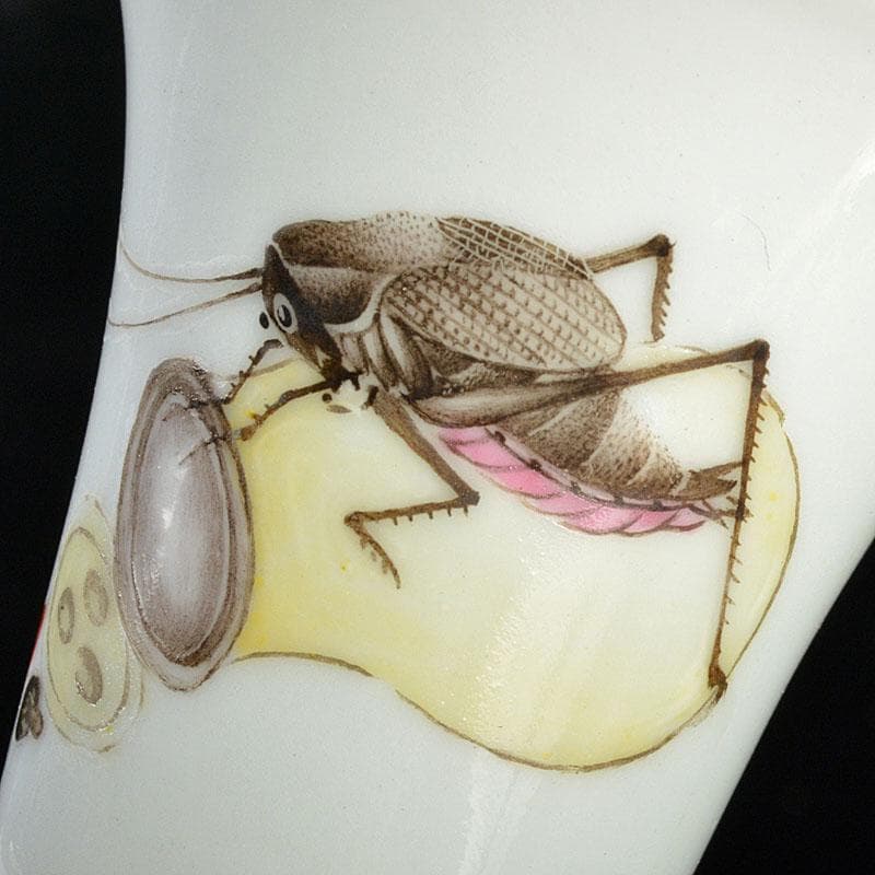 中国 景徳鎮 粉彩 蟋蟀文 酒杯 一對 M R4791