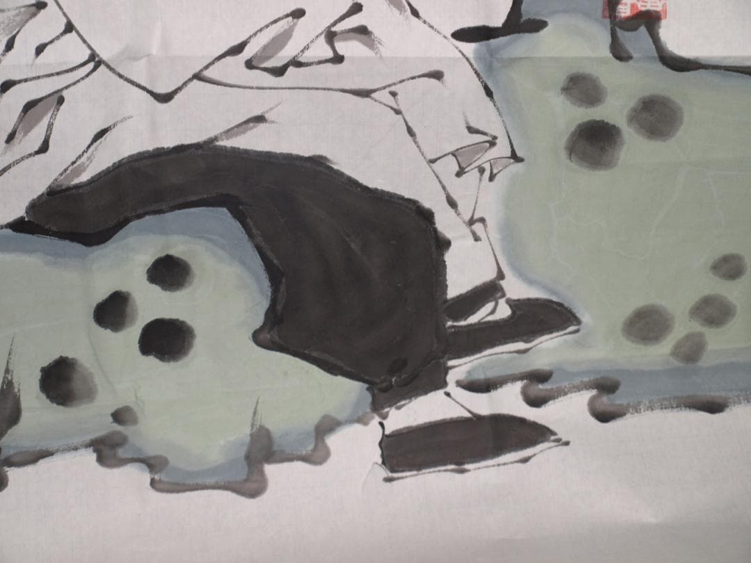 骨董市仕入れ品 中国近代の範曽の掛軸 人物図 肉筆保証 DE119C12