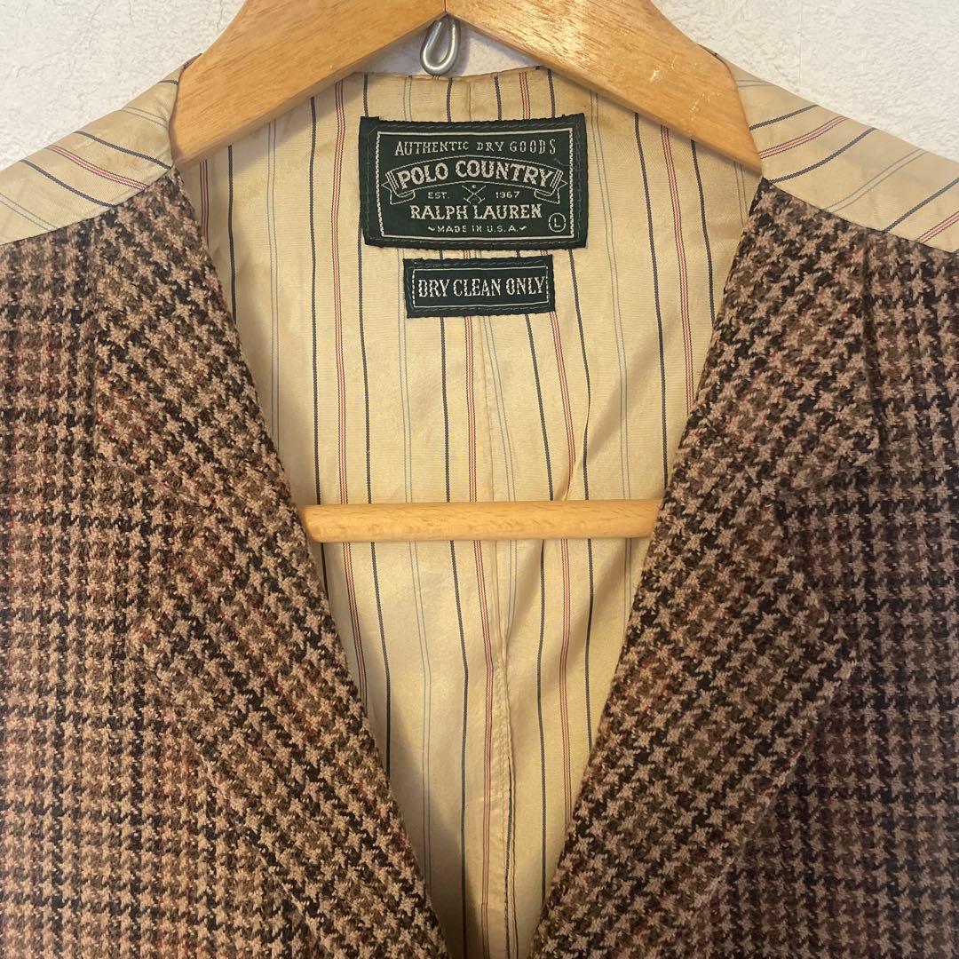 ラルフローレン ツイードベスト Lサイズ ブラウン 千鳥格子