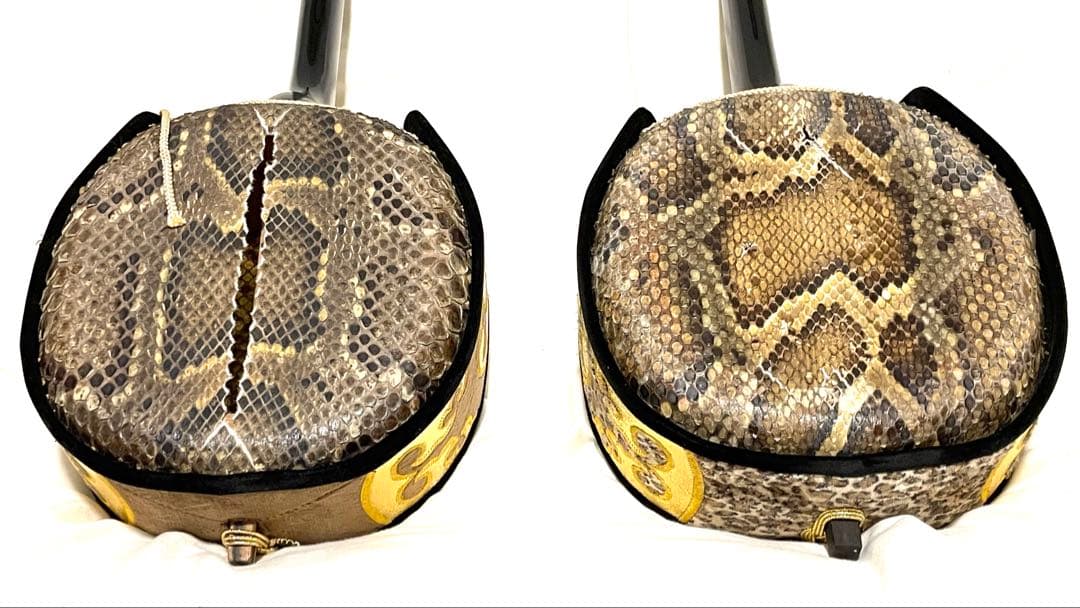 三線 ヘビ皮 2本 ケース付き 難あり