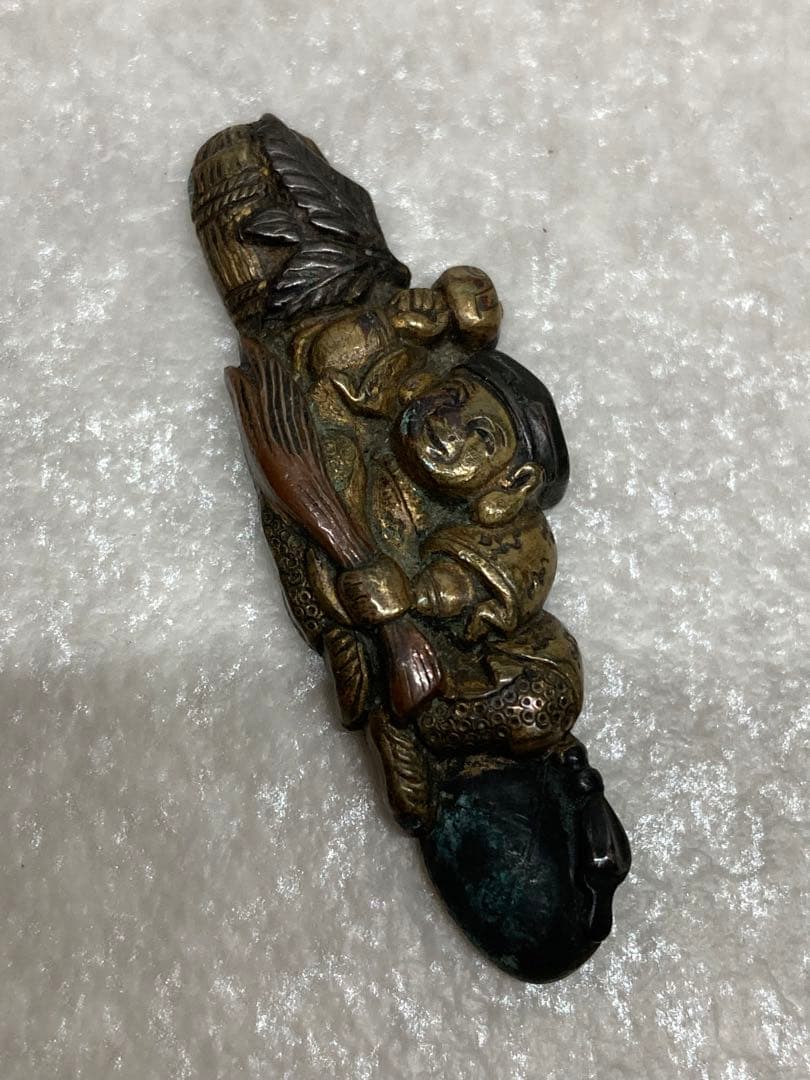 時代物 当時物 目貫 刀装具 在銘あり 立武？ 七福神 大黒天 恵比寿天 弁財天