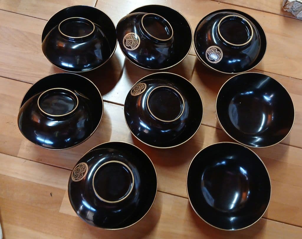 漆器 椀 セット 黒色 金縁②