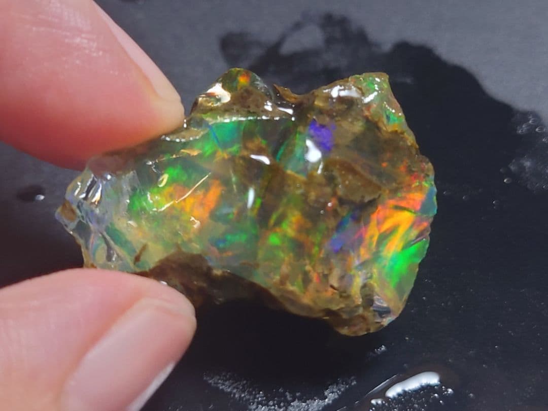 30CT】エチオピア オパール 鉱石 標本 遊色 クリア 虹色