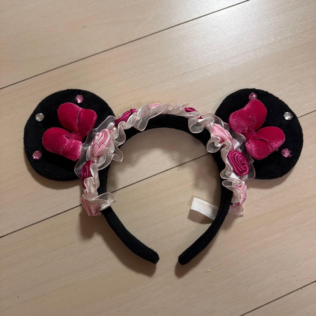 ディズニー カチューシャ ミニー バラ 薔薇 レース ピンク - メルカリ