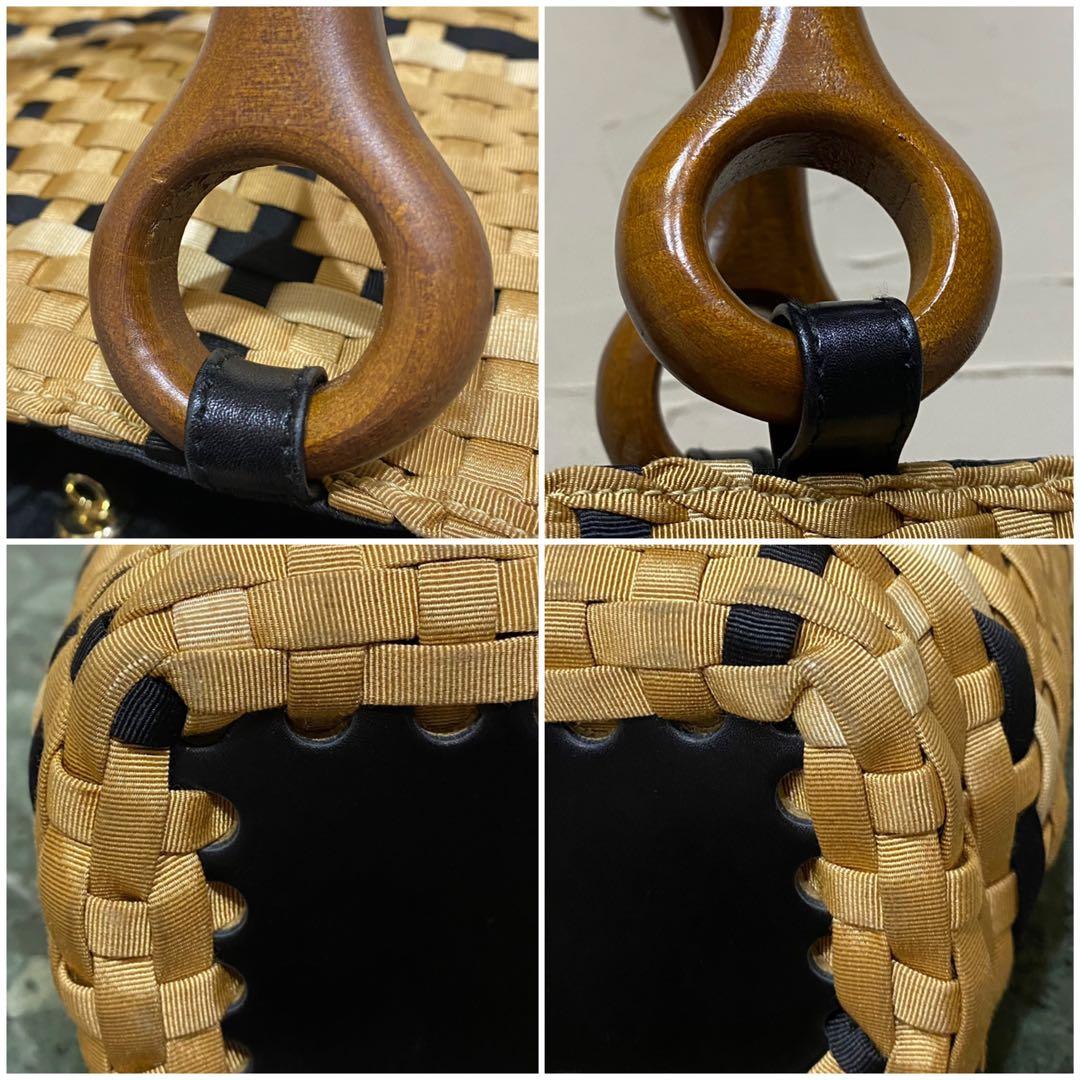 激レア Salvatore Ferragamo ハンドバッグ ウッドハンドル