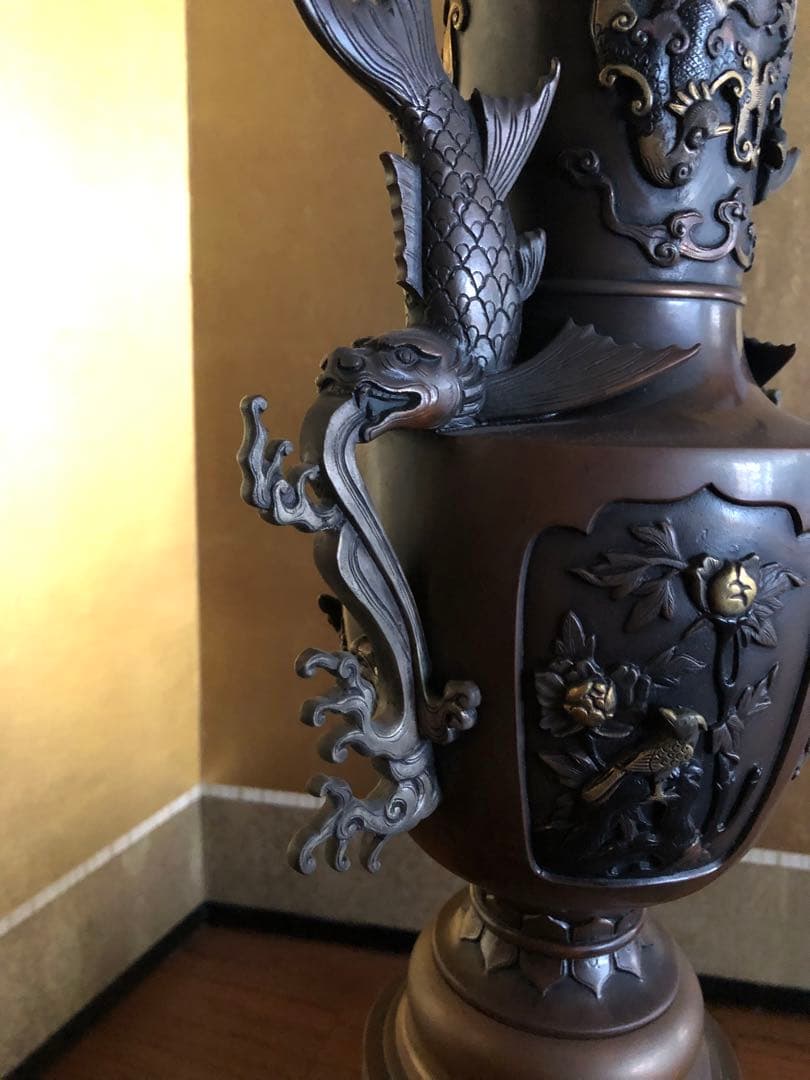 花器 蝋型 青銅製 47cm